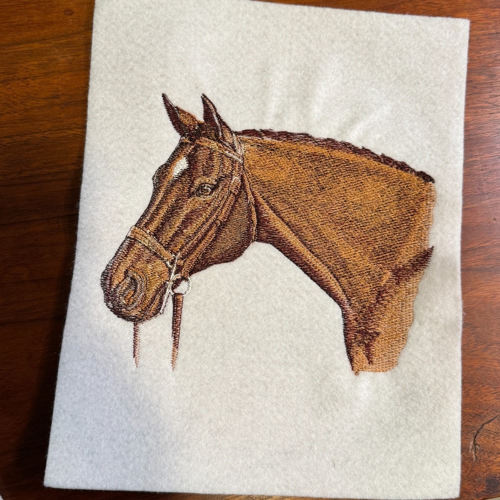 VTG Thoroughbred Horse Head Handmade Embroidery Patch Western Equestrian Sew On